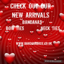 Valentines doggy bandanas, bow ties and neck ties 