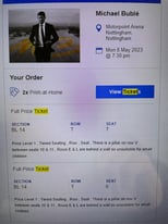 Michael Buble tickets x 2 Nottingham 8th May