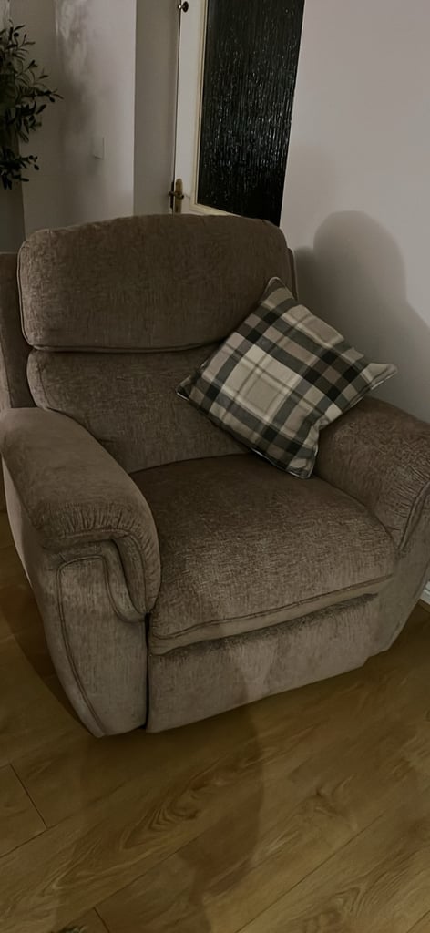 Power reclining sofa and single manual recliner 