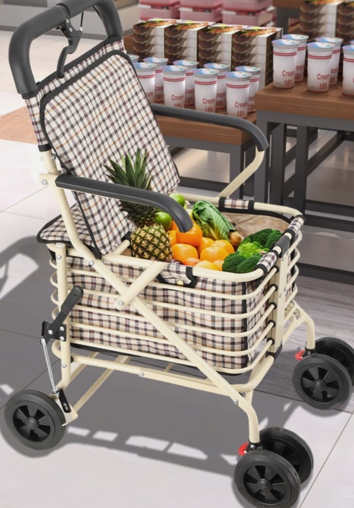 Walk & Rest Folding Shopping Trolley/walker with Seat & Brakes 