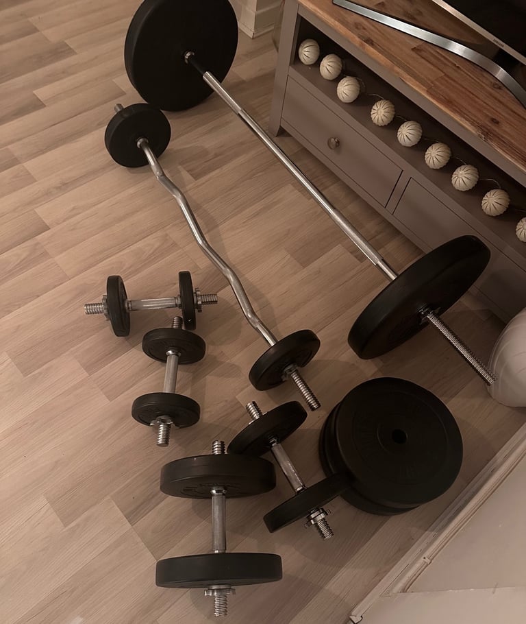 image for Full Adjustable Weight Set – 100kg Total | Barbell, EZ Bar, Dumbbells & Plates