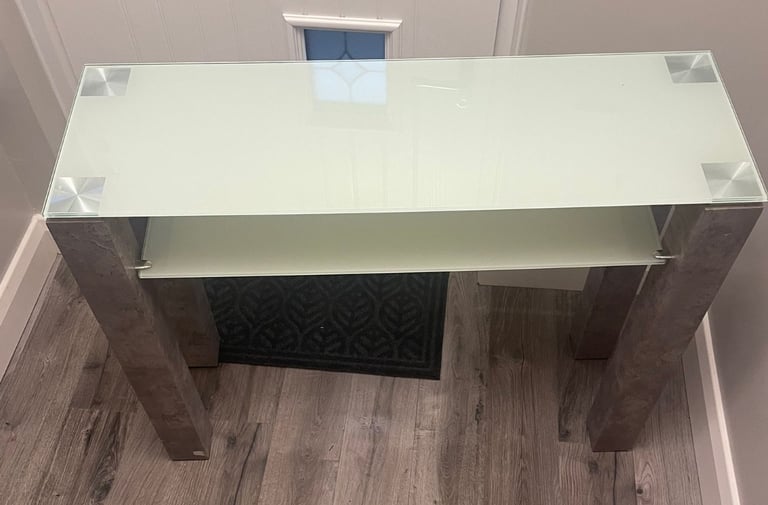 Stylish Grey Glass Console Table - As New Condition