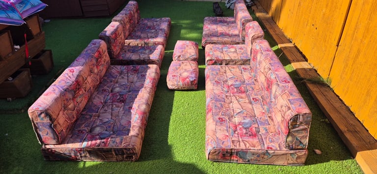 image for Cushions for camper caravan motorhome boat, set of 14 - front and back.