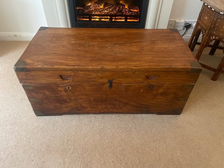image for Antique Camphorwood campaign Trunk/Chest - 19th Century 