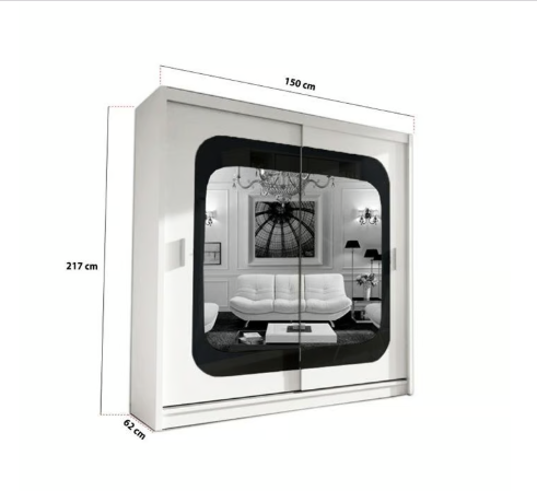 Brand New - Chelsea Mirror Sliding Door Wardrobe - Black/White- SAME/NEXT DAY DELIVERY