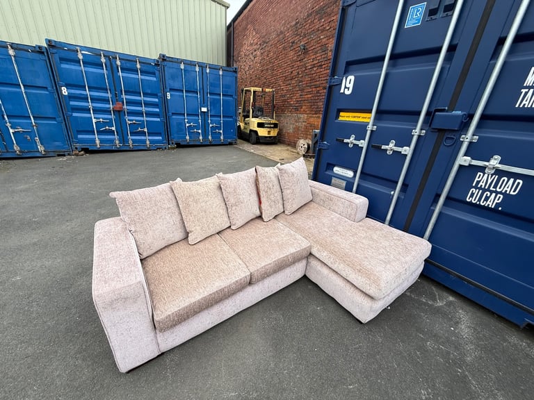 Beige L Shaped Corner Sofa 