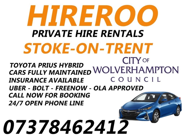 Private Hire Cars - WOLVERHAMPTON - Taxi Rentals - Toyota Prius - Stoke-on-Trent