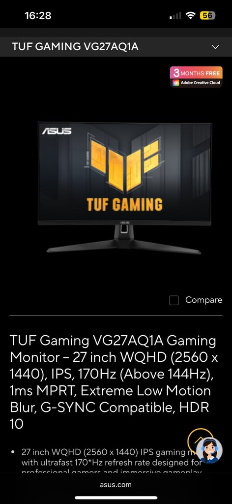 ASUS TUF 24” gaming HDR monitor 