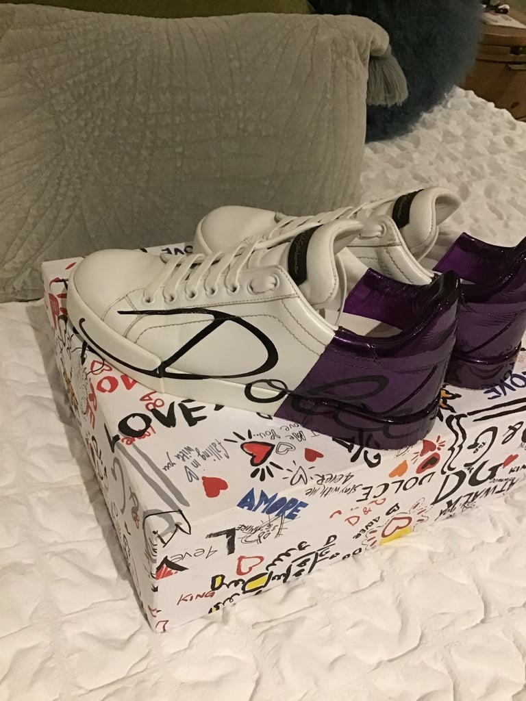 Dolce & Cabanna Woman's White & Purple Training Shoes - Size 4