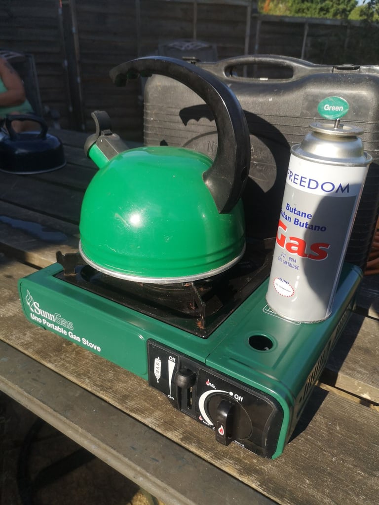 image for Camping Gas Stove including Gas Canister and Whistling Kettle