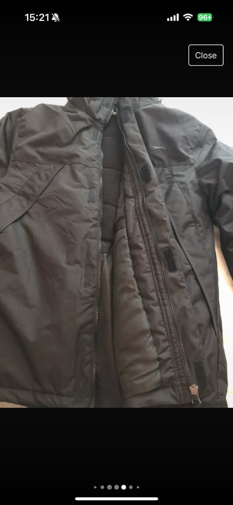 Slazenger weather Jacket rain proof fleeced full zip detachable hood Size Large