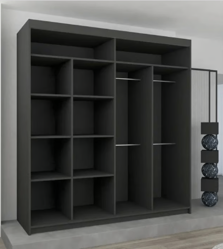 Brand New - Nicole Mirror Sliding Door Wardrobe - Black - SAME/NEXT DAY DELIVERY