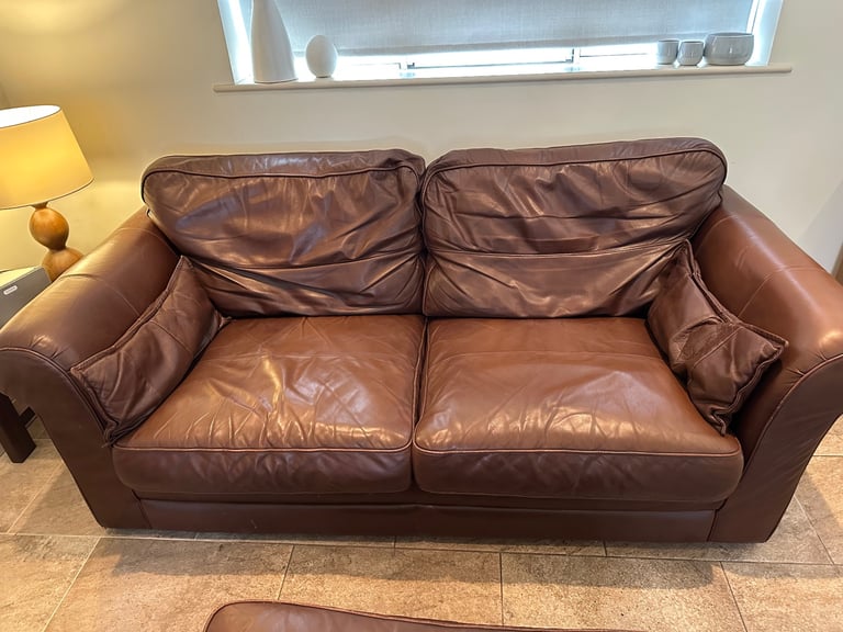 Free leather 3 seater sofa (plus footstool and chair) 