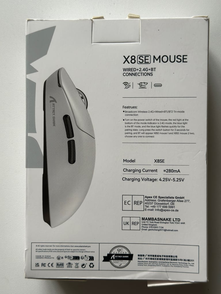 ATTACK SHARK X8 SE Mouse with Grip Tape