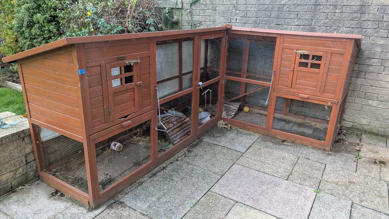Large L-shaped rabbit hutch