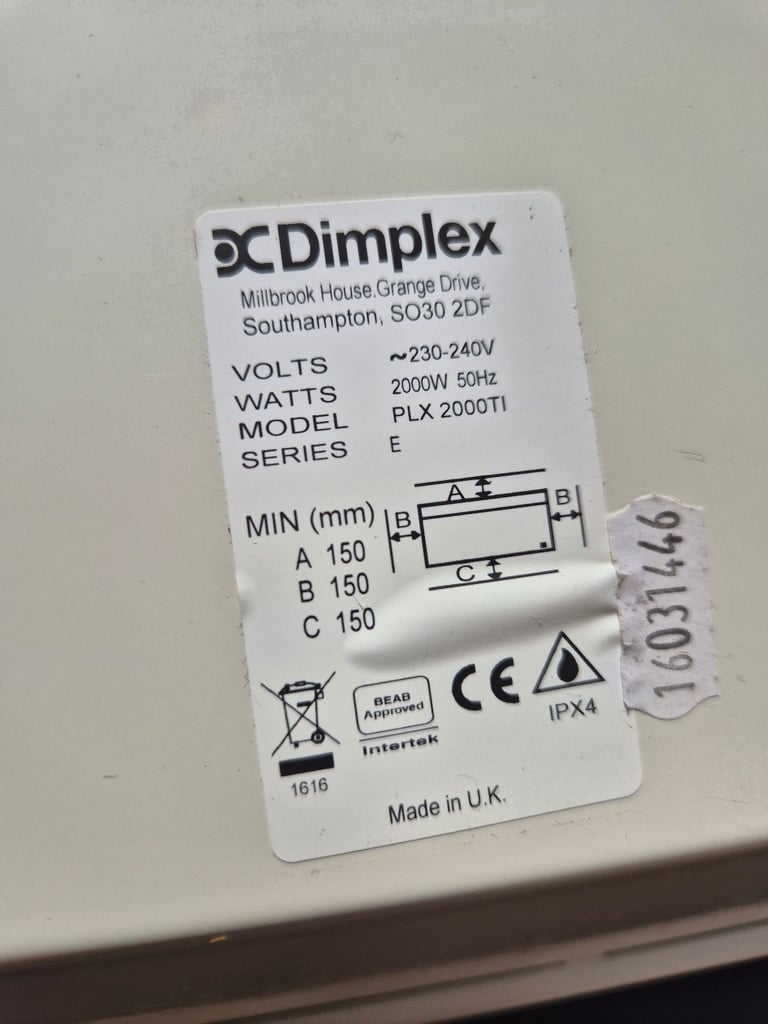Dimplex wall panel heater