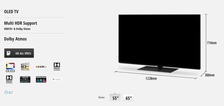 Panasonic TV TX-55GZ950B - 55" - Ultra HD 4K OLED 