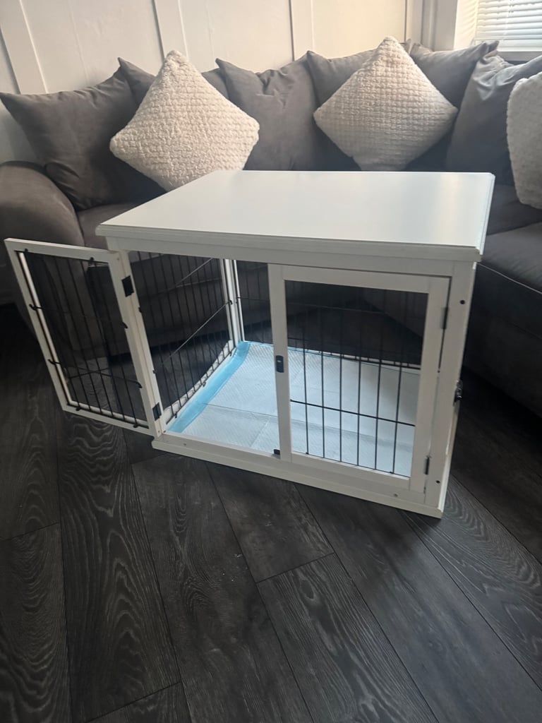 White Wooden 80cm Dog Crate Cage For Sale Puppy Training Pen Enclosure Bed