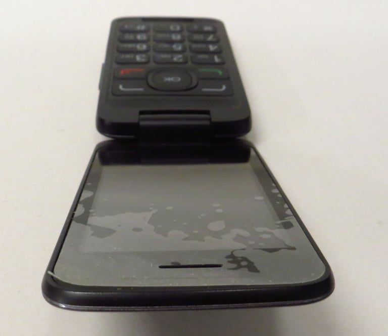 Alcatel 3025X Mobile Phone BIG BUTTON Flip Fold Grey + power adaptor Tested