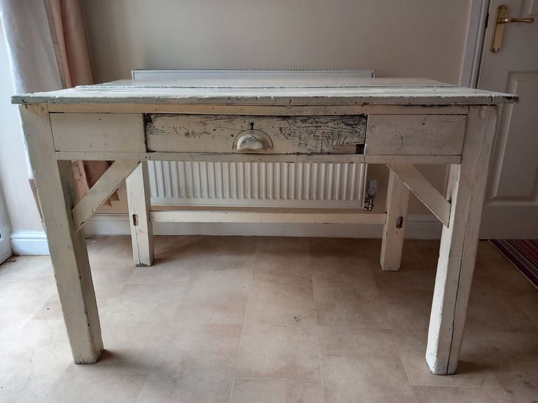 image for Vintage table.  Heavy solid wooden table with drawer. 