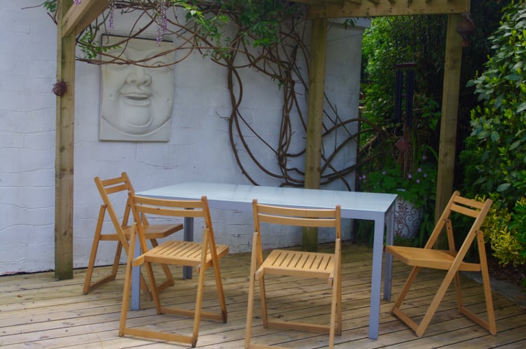 4 Vintage Habitat Wooden Folding Garden Chairs 