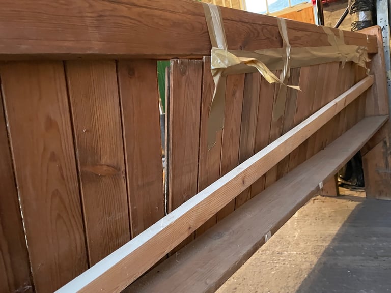 Vintage Large Stripped Pine Church Pew (6ft 9in)