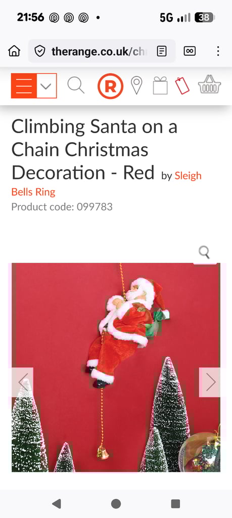 Climbing Santa on a Chain Christmas Decoration - Red