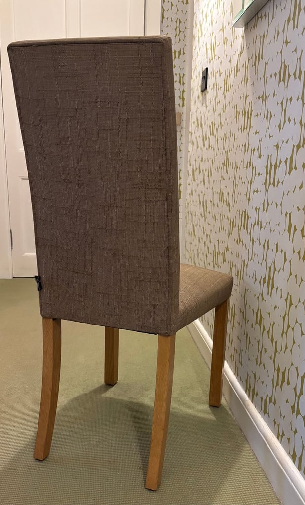 4 x Marks and Spencer Oak leg /fabric covered dining room chairs in good condition