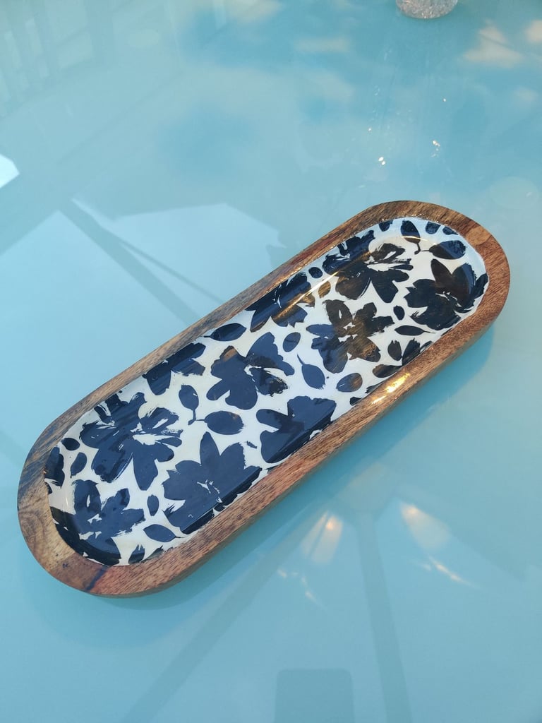 Wooden Tray with Floral Design