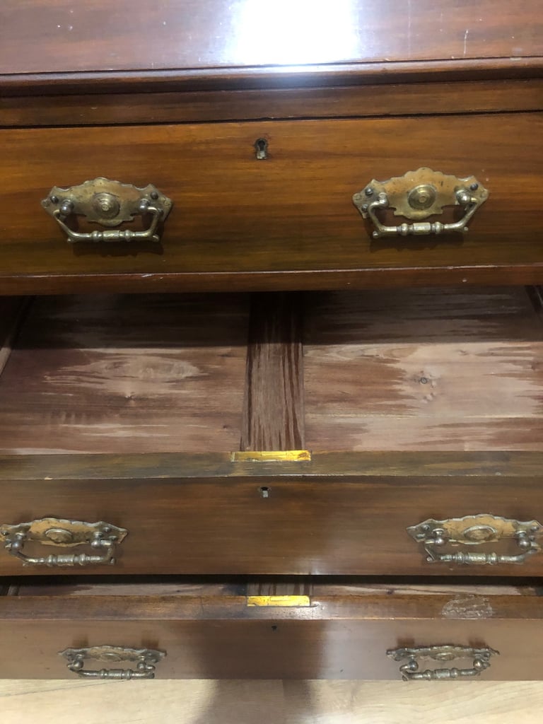 Antique wooden writing desk bureau with drawers 