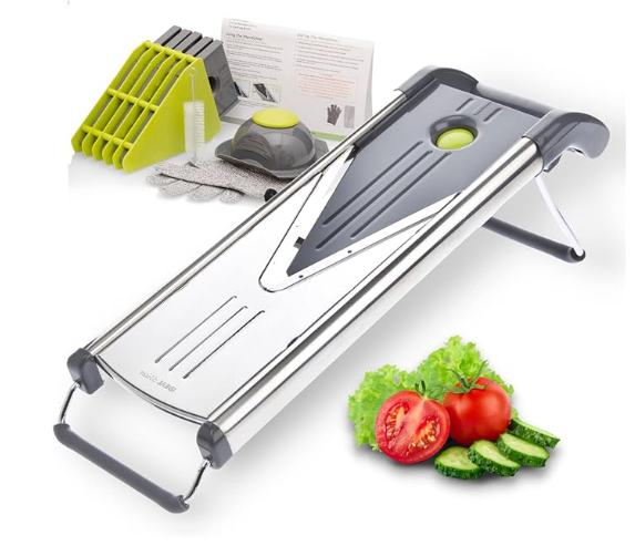 V Slicer Mandolin, 6 in 1 V Blade Vegetable Cutter And Shredder. Professional Mandoline for Chef.