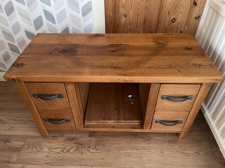 image for Handmade bespoke solid oak TV stand
