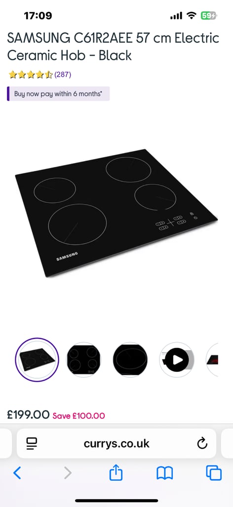 image for SAMSUNG ELECTRIC INDUCTION HOB IN BLACK MODEL- C61R2AEE 