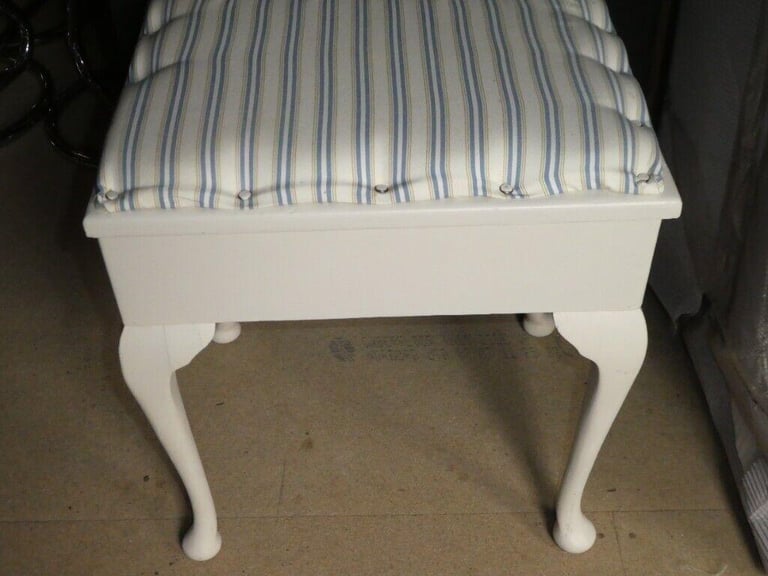 image for Delightful ivory, painted oak stool
