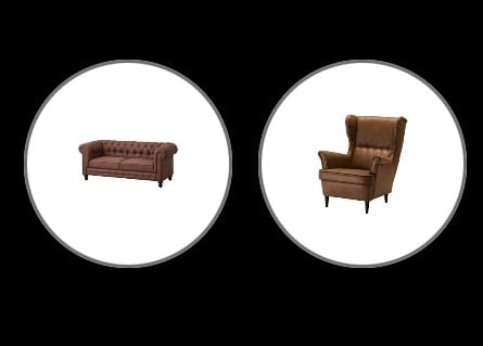 image for Brown sofa and wingback chair 