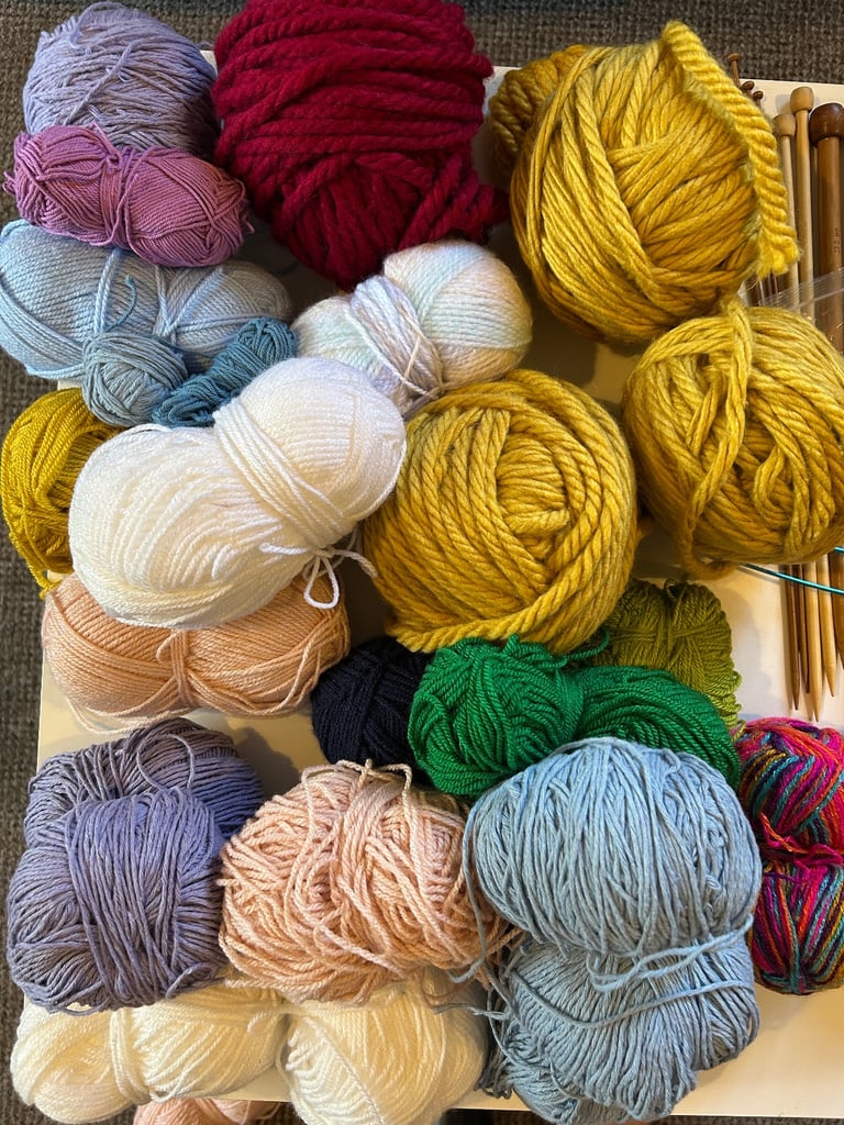 KNITTING MOTHERLOAD: Yarn, Wooden Needles, Loop Needles, Tools, Bag