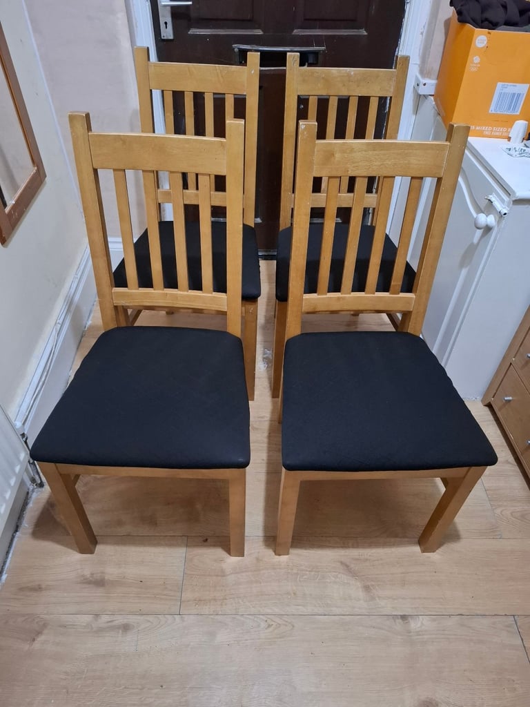 x4 Solid Wooden Dining Chairs [ALL 4 FOR £50] (SAME DAY DELIVERY AVAILABLE)