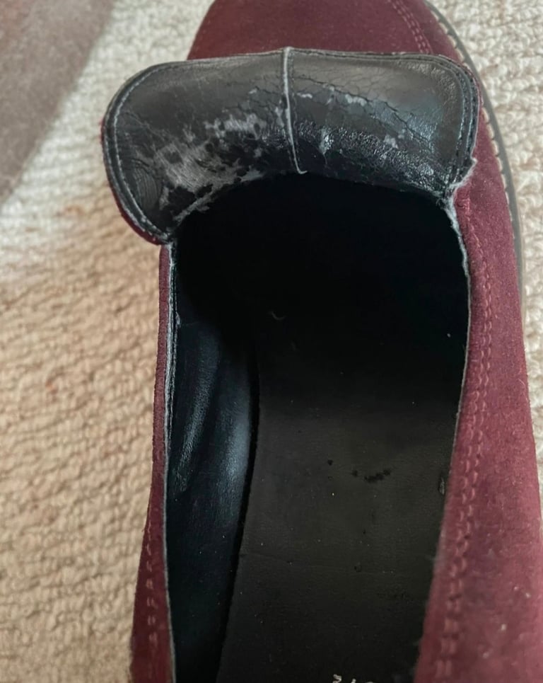 Clarks Burgundy Suede Low Wedge Loafers