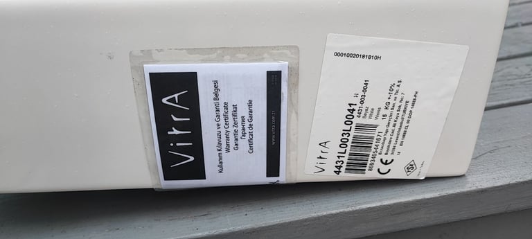 1200 X 470MM WHITE RESIN COUNTERTOP WITH 2 X 1TH VITRA CERAMIC COUNTER TOP BASINS - RRP £595