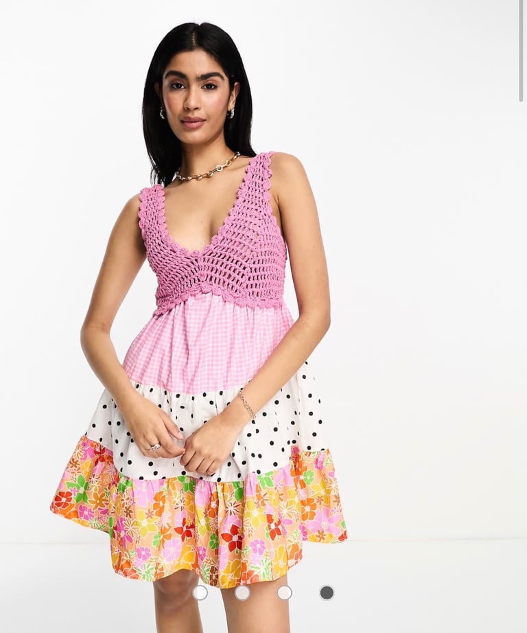image for ASOS crochet babydoll mini dress 