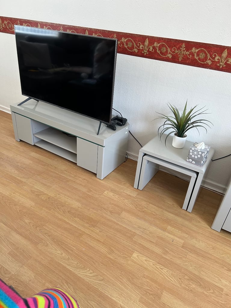 image for Atlantic gloss grey 4 piece living room furniture 
