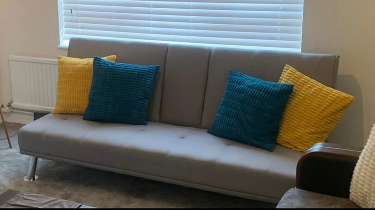 image for 3 seater sofa bed with side cushions and cup storage