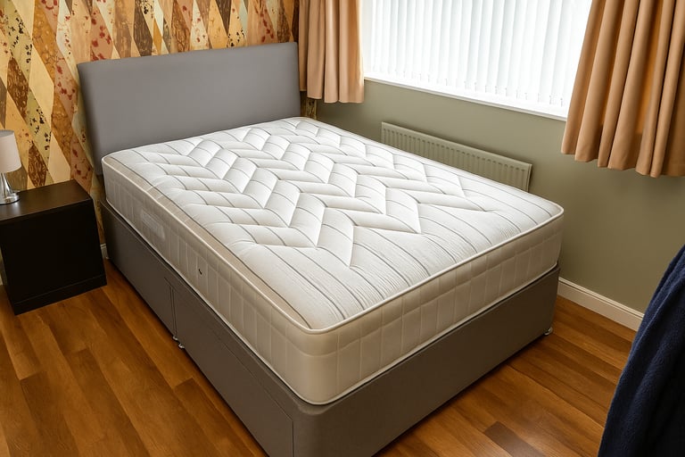 image for Classic Divan Bed with Stylish Upholstery Offering Comfort and Space Optimization