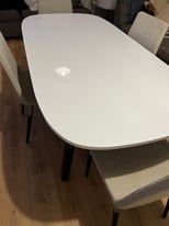 Ikea White High Gloss Table & 4 Chairs 