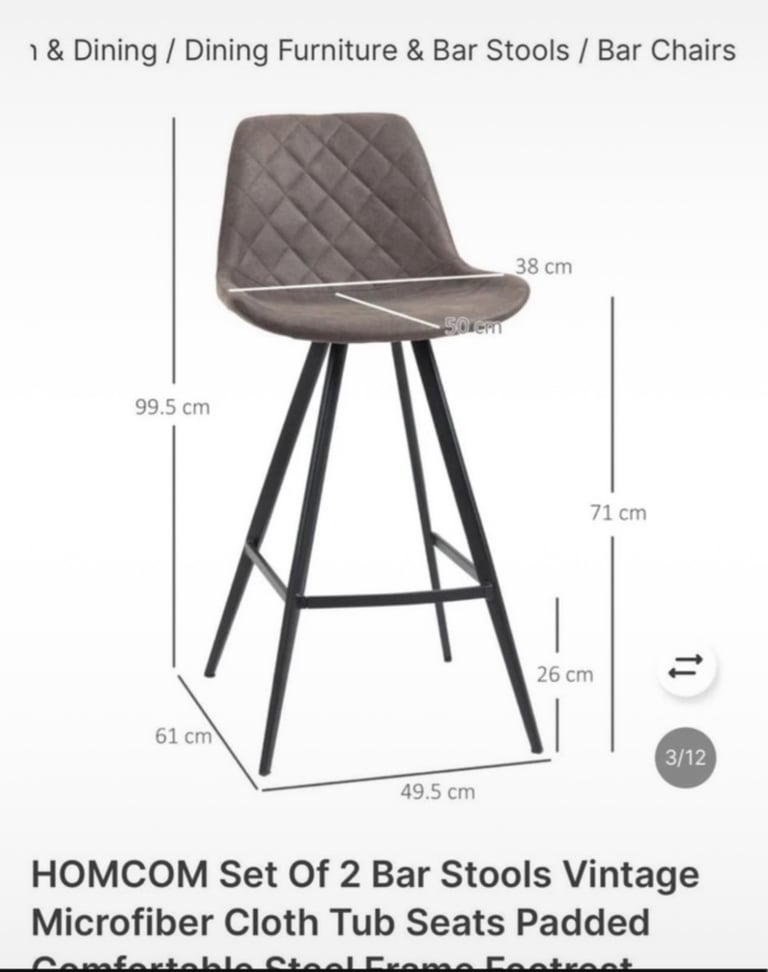 Homcom Set 2 bar stools vintage / New