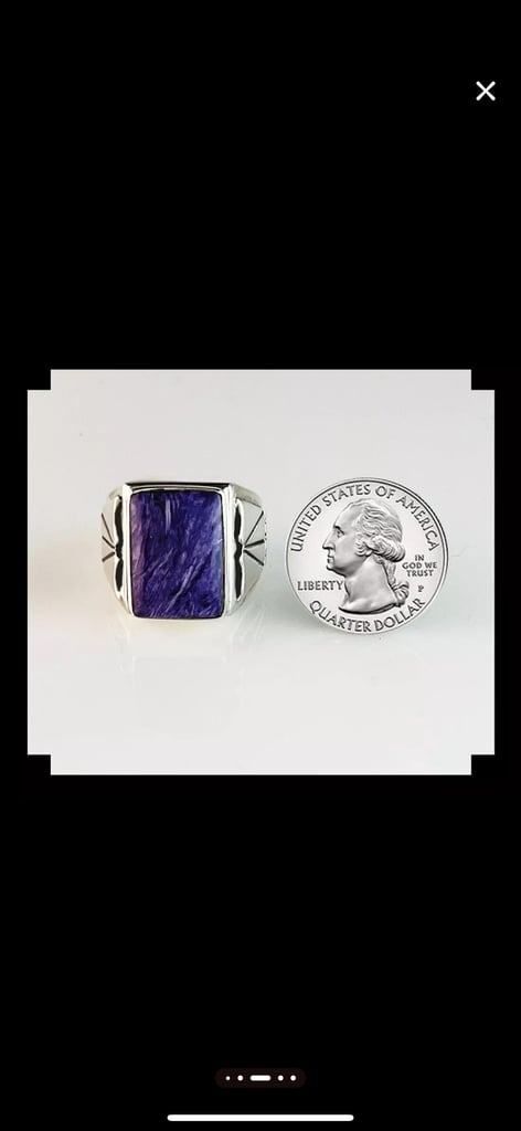 Handcrafted Charoite Stone & Sterling Silver Ring,W,11.25(US),NEW