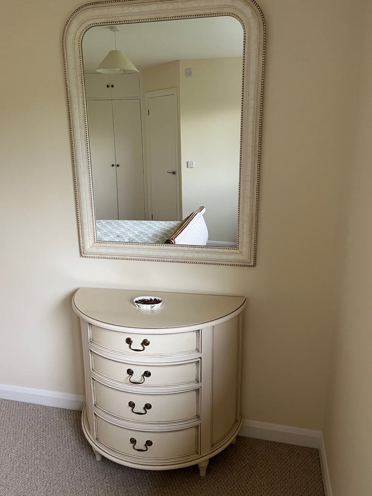 Laura Ashley Clifton chest of drawers, mirror and bedside table, Ivory
