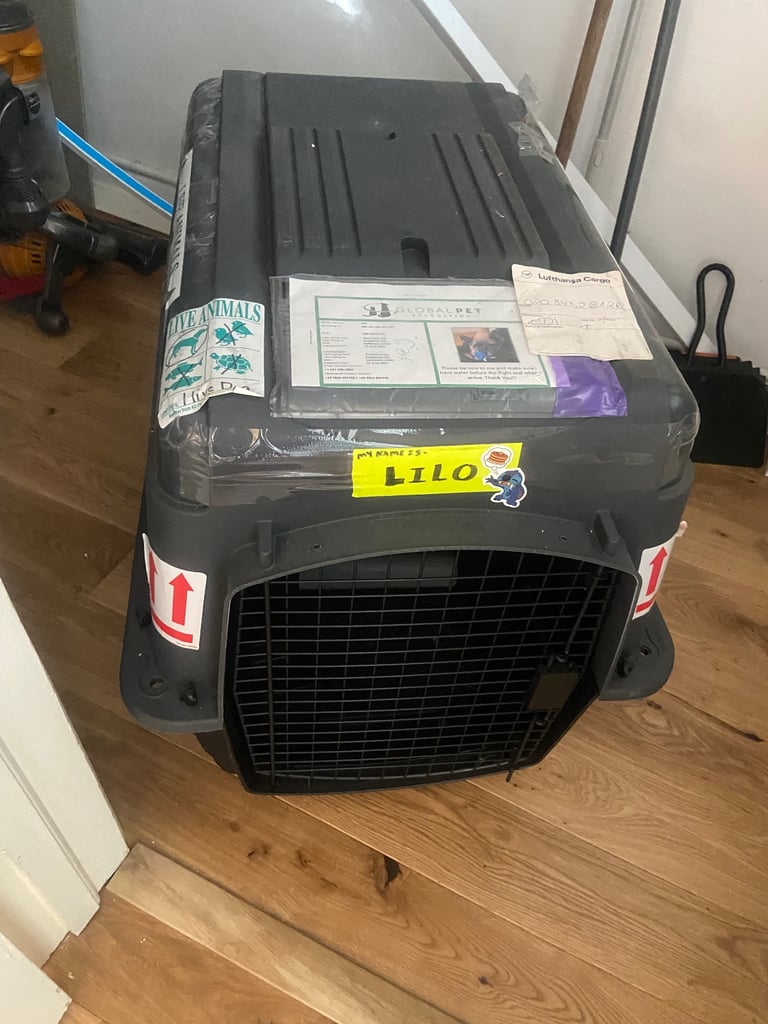 image for Large plastic dog crate with metal door 