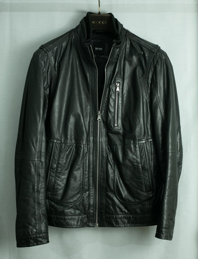 HUGO BOSS AICON1 LEATHER JACKET SIZE - IT46 - UK46 - MEDIUM RRP: £650