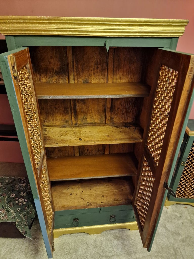 Hand painted solid wood furniture Unique artisan craft  Table Shelf Cubbord 